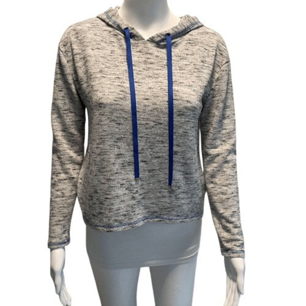 Juicy Couture Cropped Hoodie Gray Blue Drawstring Lightweight Size S